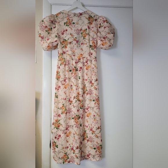 Revolve x House of Harlow 1960 Maeve Midi Floral Top Puff Sleeves Leg Slit S - Picture 4 of 16